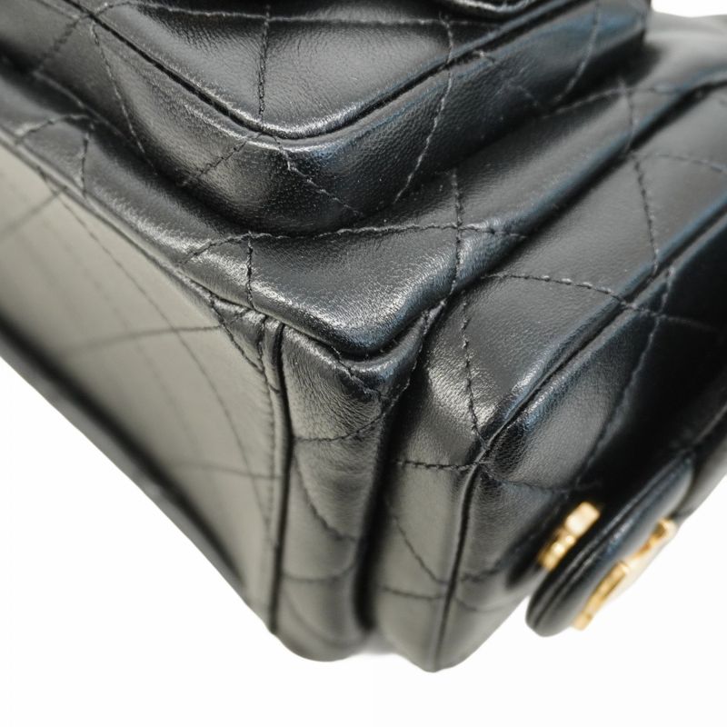 Chanel Shoulder Bag Matelasse Hobo Lambskin Black Gold Hardware Women