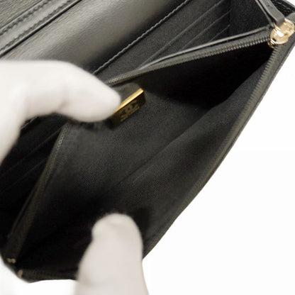 Chanel Shoulder Wallet Camellia Caviar Skin Black Chien Pan Gold Hardware Women