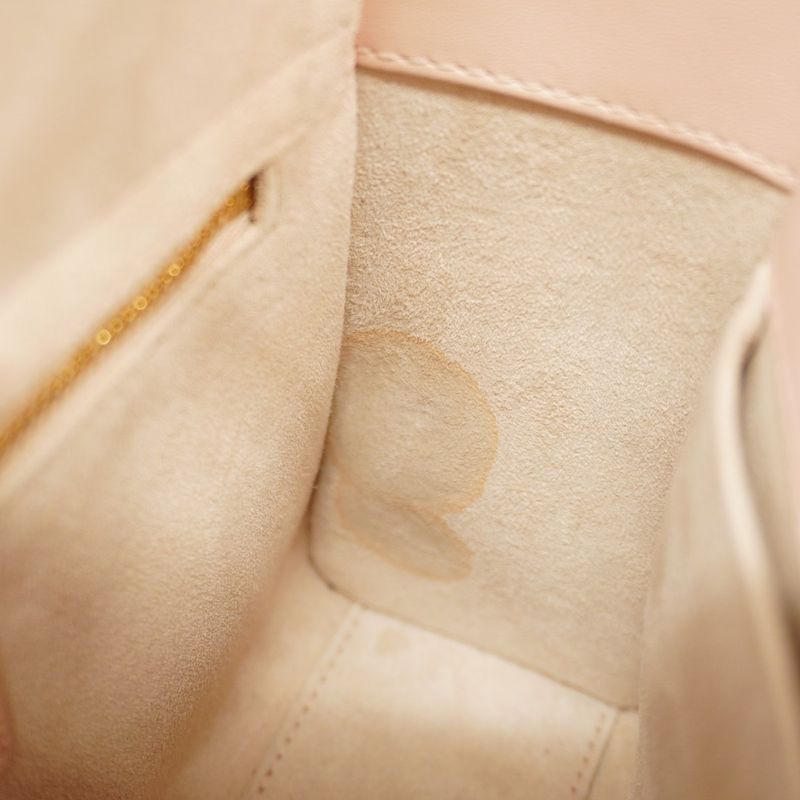 Christian Dior Handbag Canage Lady Dior Leather Baby Pink Chien Pan Gold