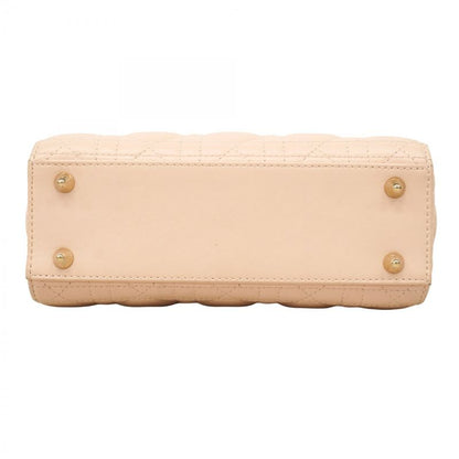 Christian Dior Handbag Canage Lady Dior Leather Baby Pink Chien Pan Gold