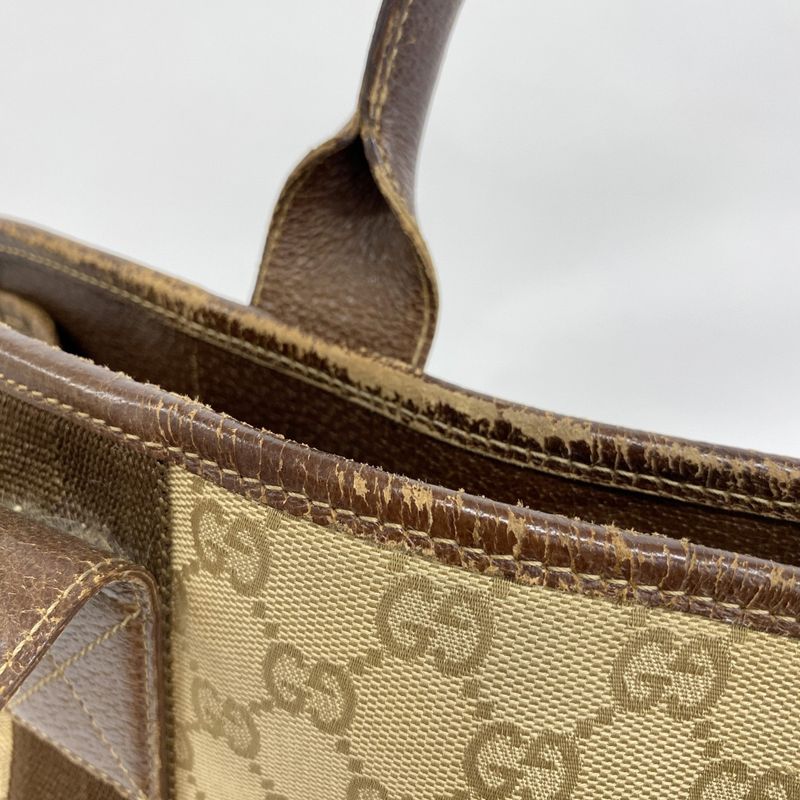 Gucci Tote Bag GG Canvas 115517 Canvas Brown Beige Gold Hardware Women's