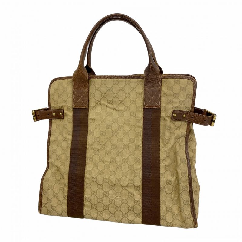 Gucci Tote Bag GG Canvas 115517 Canvas Brown Beige Gold Hardware Women's