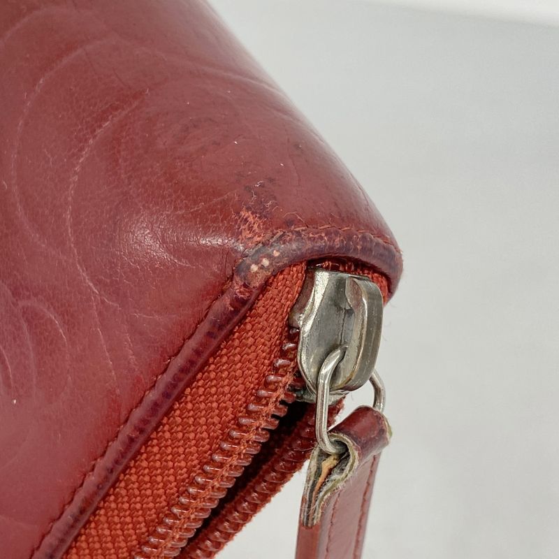 Chanel Long Wallet Camellia Lambskin Bordeaux Silver Hardware Women