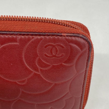 Chanel Long Wallet Camellia Lambskin Bordeaux Silver Hardware Women