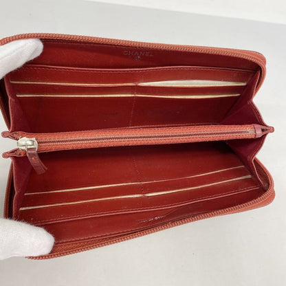 Chanel Long Wallet Camellia Lambskin Bordeaux Silver Hardware Women