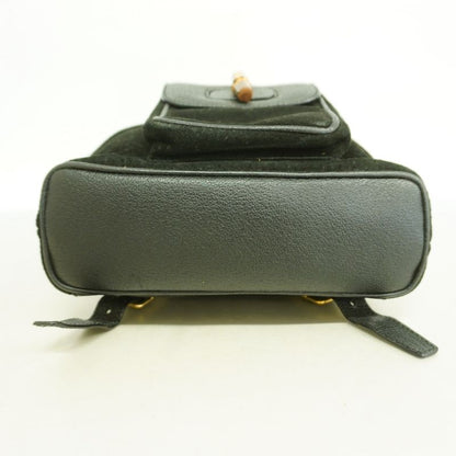 Gucci Backpack Daypack Bamboo 003 1956 Suede Black Gold Hardware Women's