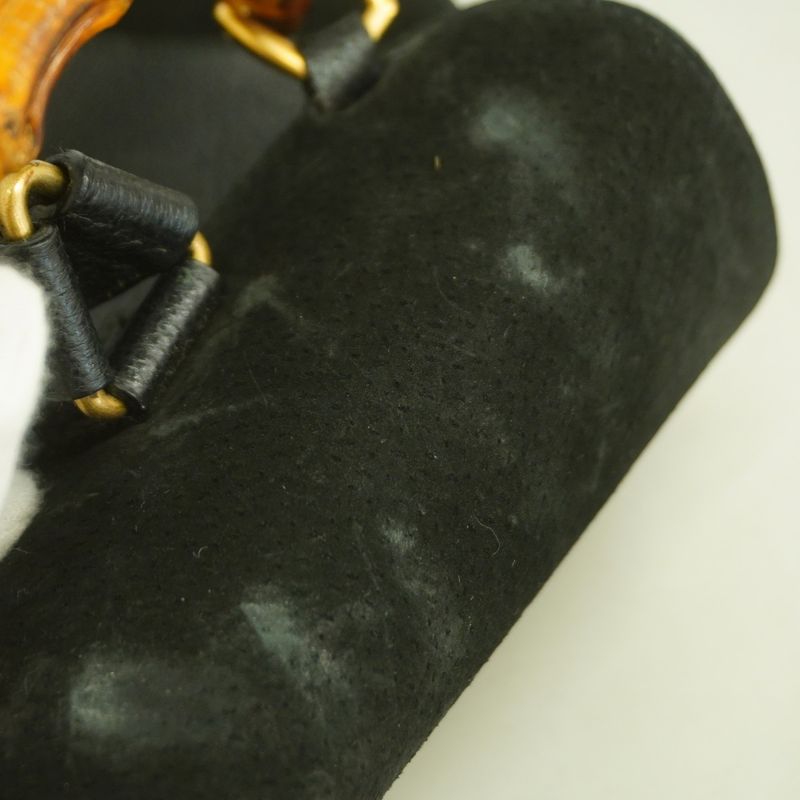 Gucci Backpack Daypack Bamboo 003 1956 Suede Black Gold Hardware Women's