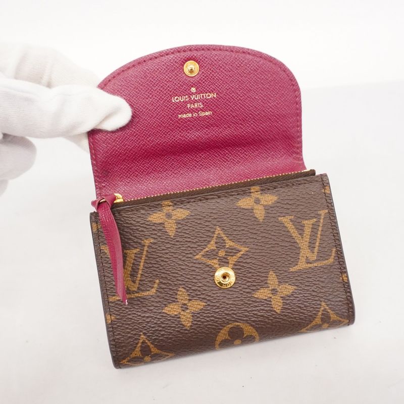 Louis Vuitton Coin Case Monogram Porte Monet Rosalie M41939 Brown Fuchsia Ladies