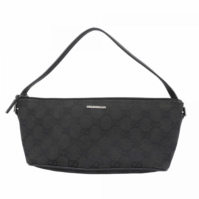 Gucci Handbag GG Canvas 07198 Canvas Black Silver Hardware Women