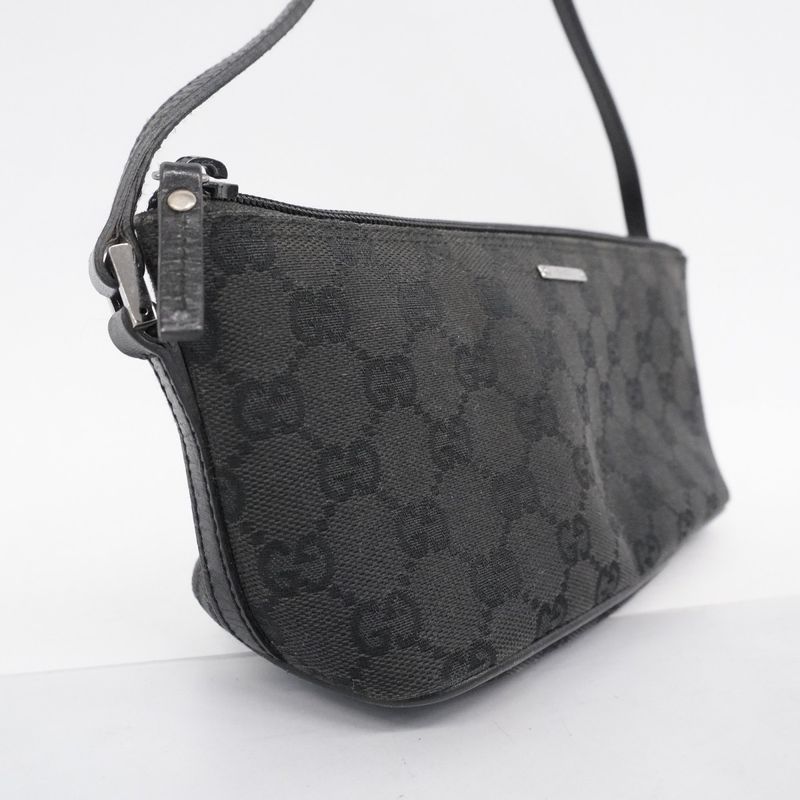 Gucci Handbag GG Canvas 07198 Canvas Black Silver Hardware Women