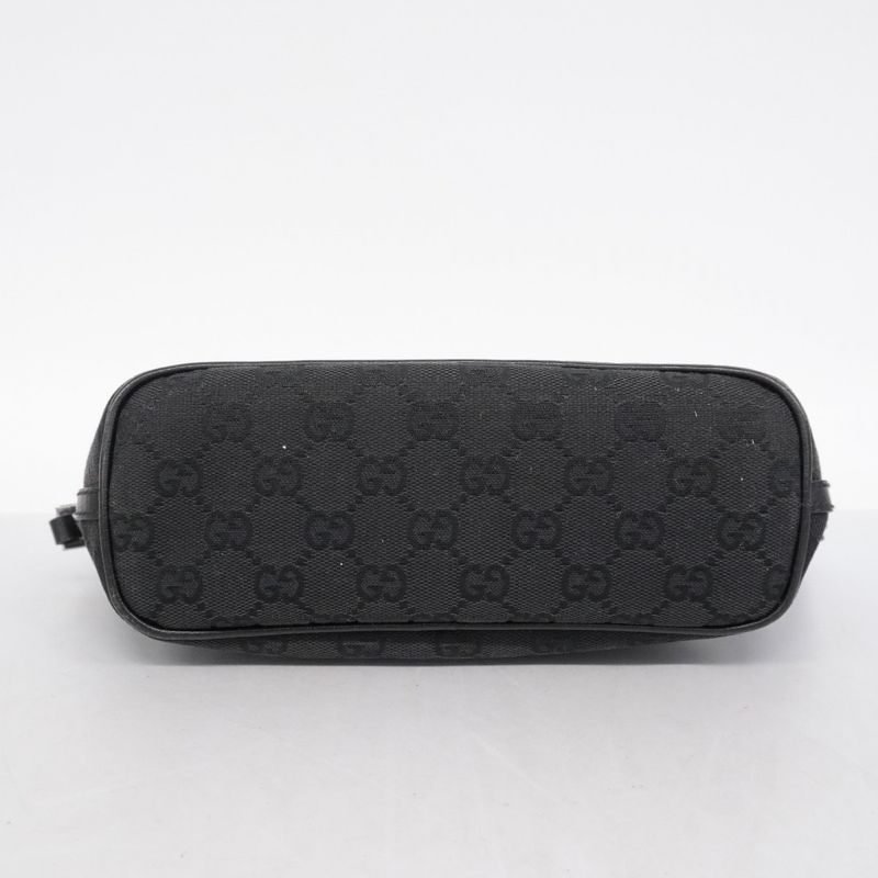 Gucci Handbag GG Canvas 07198 Canvas Black Silver Hardware Women