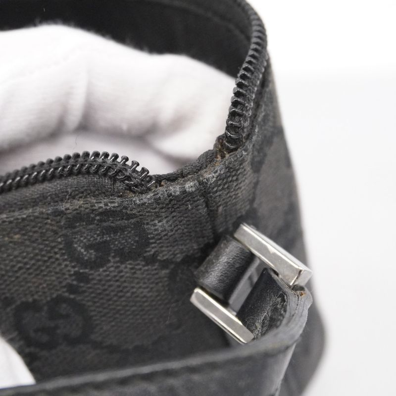 Gucci Handbag GG Canvas 07198 Canvas Black Silver Hardware Women