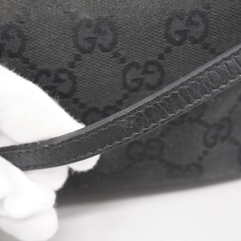 Gucci Handbag GG Canvas 07198 Canvas Black Silver Hardware Women