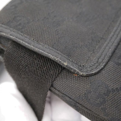 Gucci Waist Bag GG Canvas 92543 Canvas Black Silver Hardware Men Women Unisex
