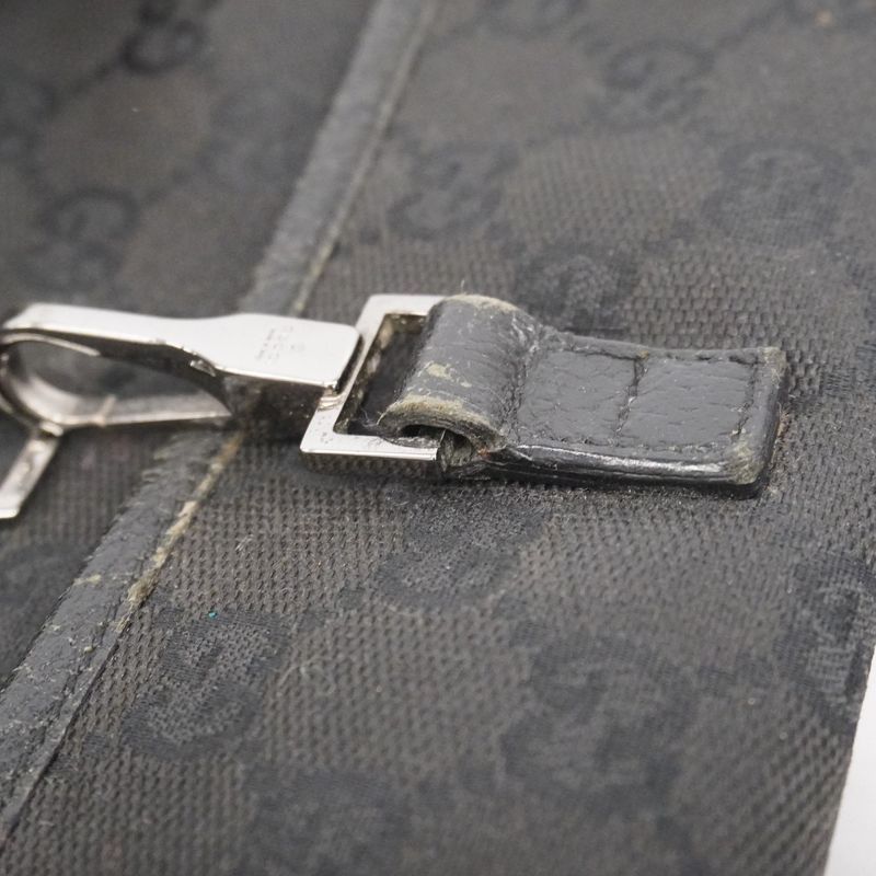 Gucci Waist Bag GG Canvas 92543 Canvas Black Silver Hardware Men Women Unisex