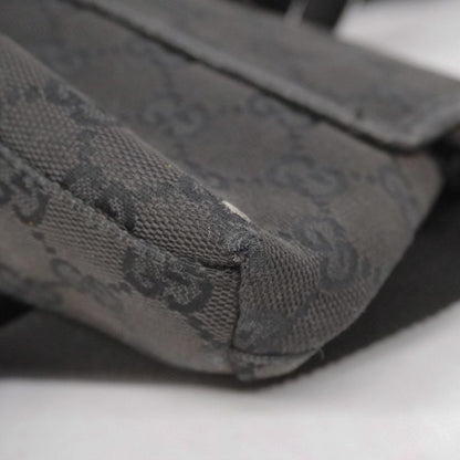 Gucci Waist Bag GG Canvas 92543 Canvas Black Silver Hardware Men Women Unisex