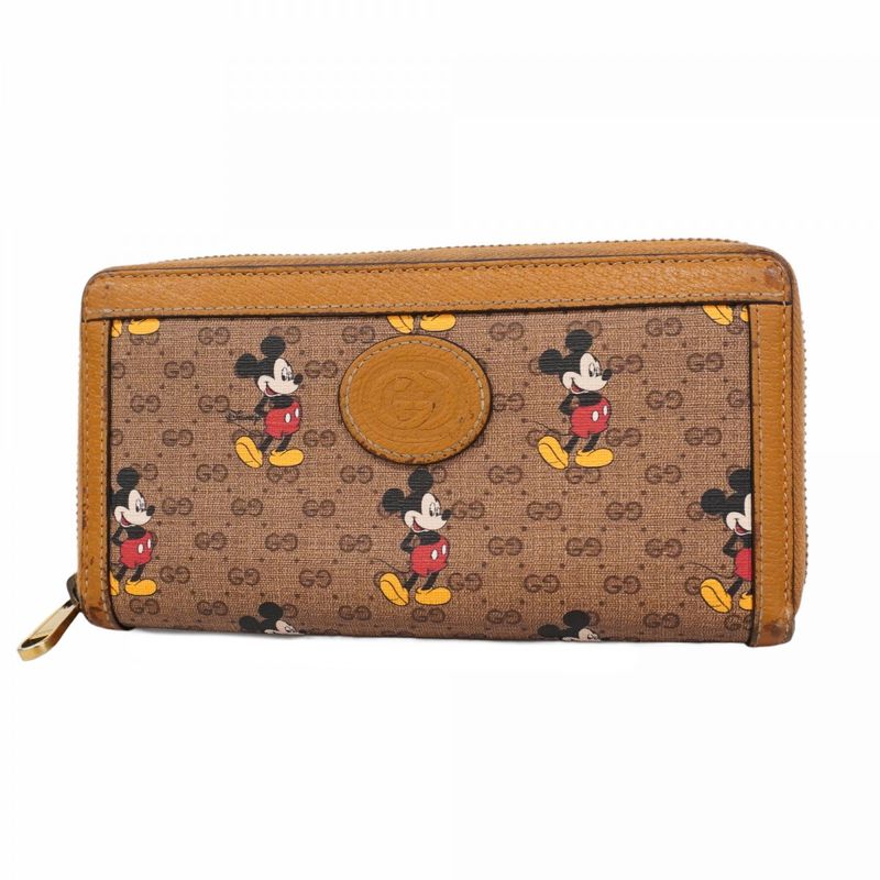 Gucci Long Wallet Micro Guccissima Mickey Mouse Collaboration 602532 PVC Brown