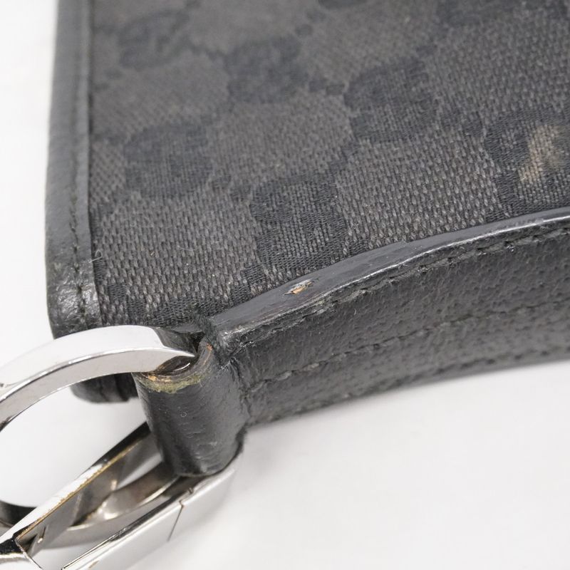 Gucci Shoulder Bag GG Canvas 113013 Canvas Black Silver Hardware Women