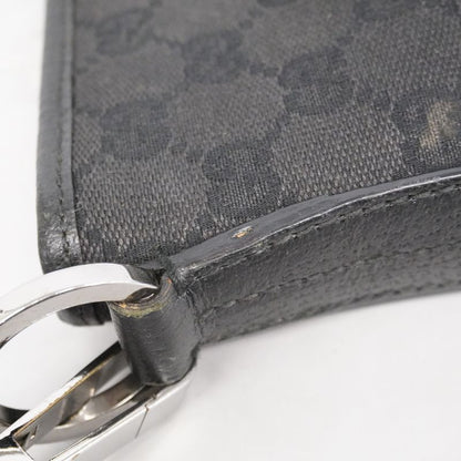 Gucci Shoulder Bag GG Canvas 113013 Canvas Black Silver Hardware Women