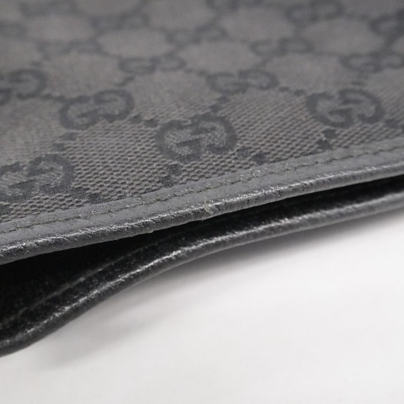 Gucci Shoulder Bag GG Canvas 113013 Canvas Black Silver Hardware Women