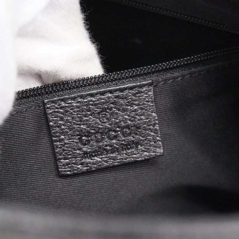 Gucci Shoulder Bag GG Canvas 113013 Canvas Black Silver Hardware Women