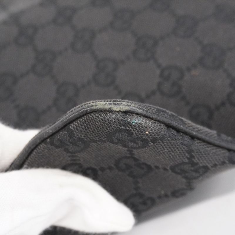 Gucci Shoulder Bag GG Canvas 113013 Canvas Black Silver Hardware Women