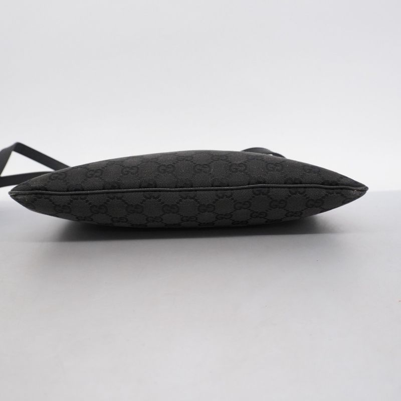 Gucci Shoulder Bag GG Canvas 113013 Canvas Black Silver Hardware Women