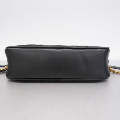 Gucci Shoulder Bag GG Marmont 447632 Leather Black Gold Hardware Women