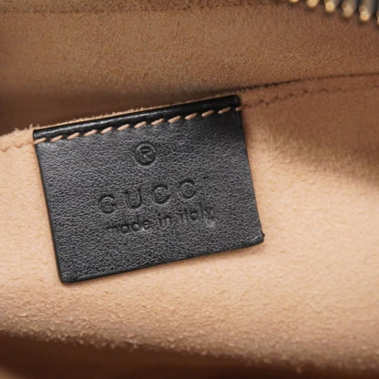 Gucci Shoulder Bag GG Marmont 447632 Leather Black Gold Hardware Women