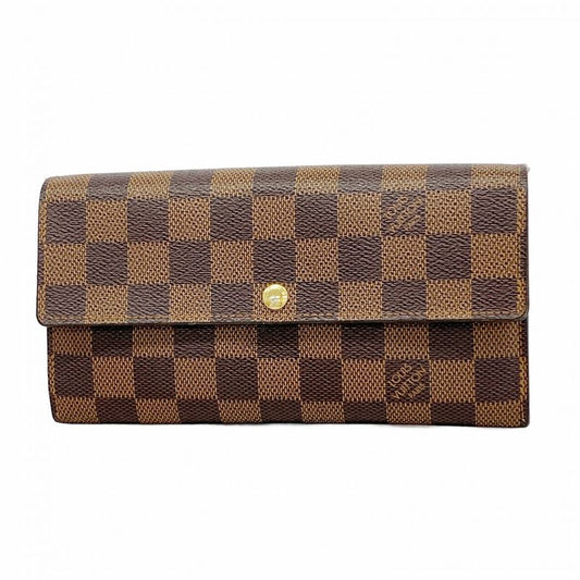 Louis Vuitton Damier Portefeuille Sarah N61734 Ebène Women's Long Wallet