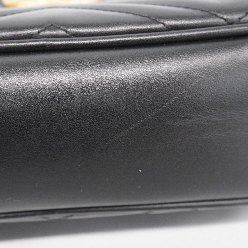 Gucci Shoulder Bag GG Marmont 447632 Leather Black Gold Hardware Women