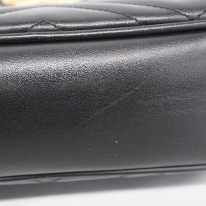 Gucci Shoulder Bag GG Marmont 447632 Leather Black Gold Hardware Women