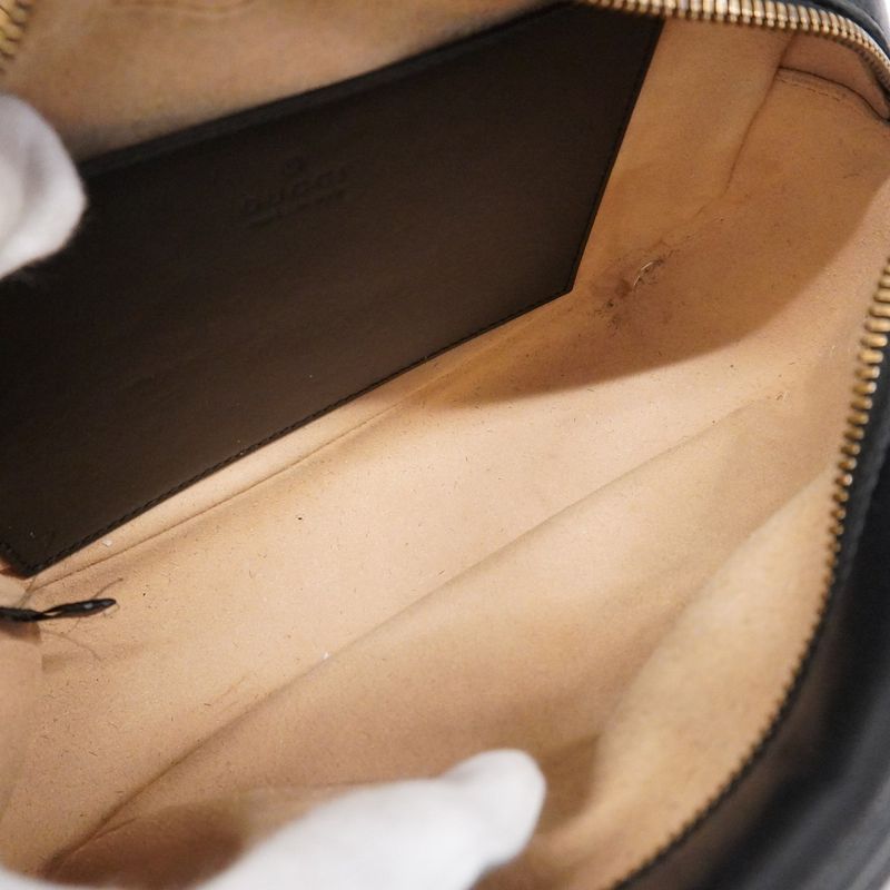 Gucci Shoulder Bag GG Marmont 447632 Leather Black Gold Hardware Women