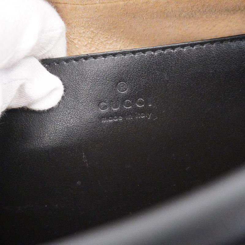 Gucci Shoulder Bag GG Marmont 447632 Leather Black Gold Hardware Women