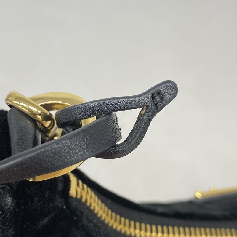 Prada Handbag Velvet Black Gold Hardware 2way Bag Ladies