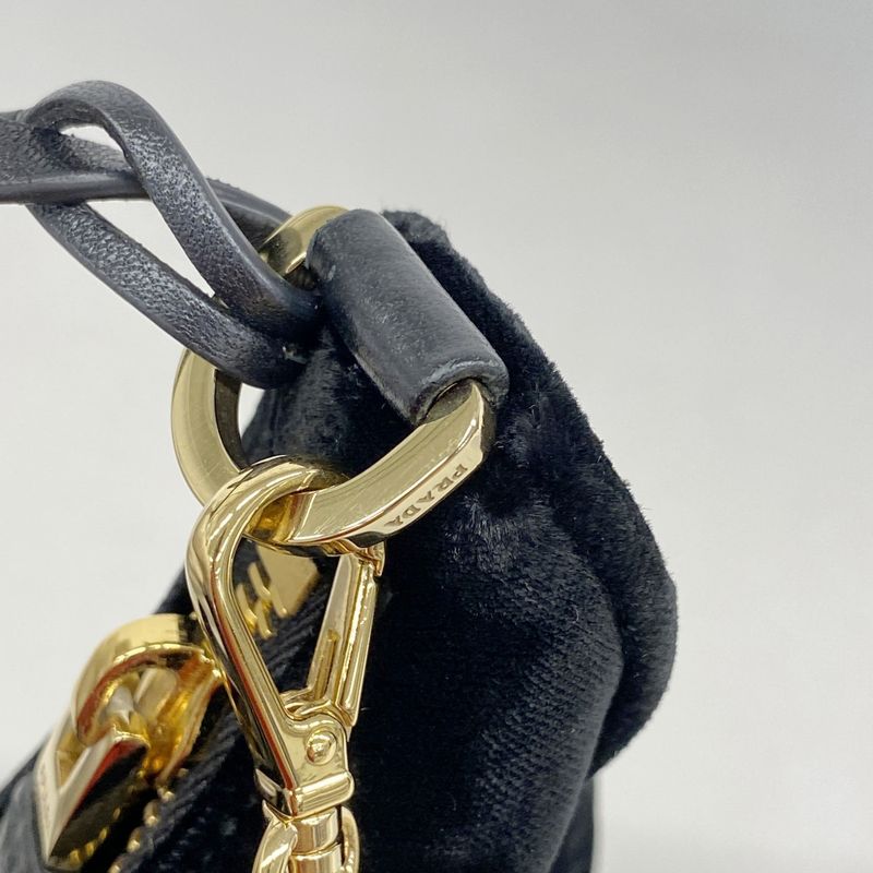 Prada Handbag Velvet Black Gold Hardware 2way Bag Ladies