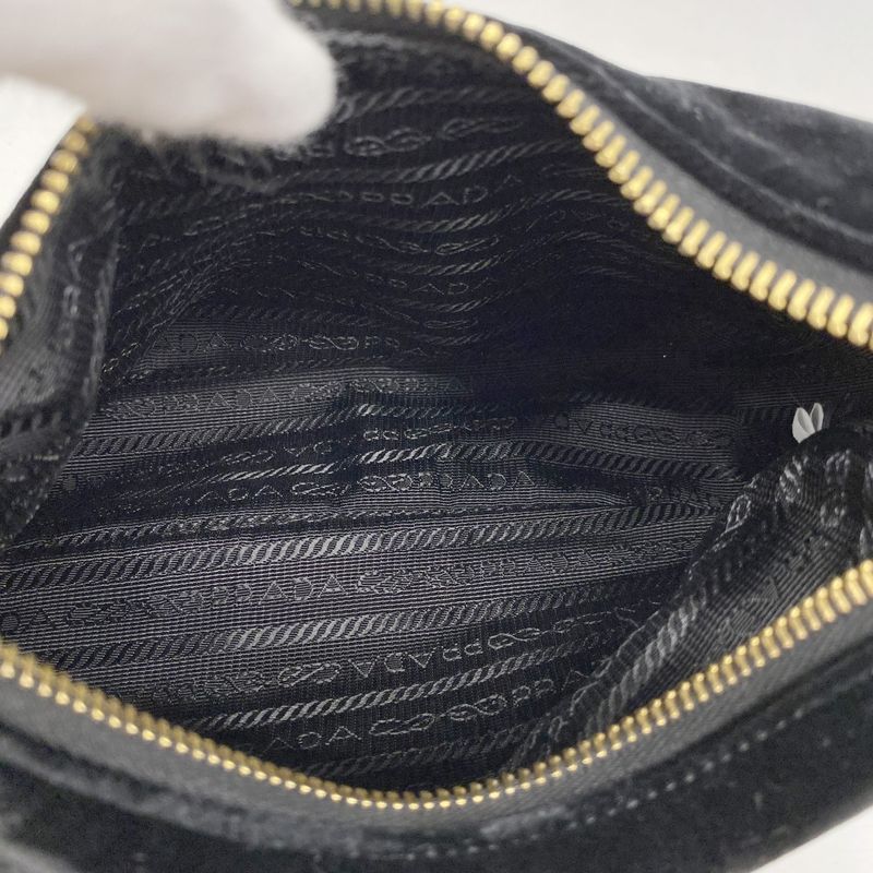 Prada Handbag Velvet Black Gold Hardware 2way Bag Ladies