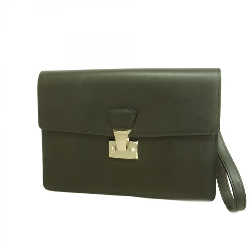 Cartier Clutch Bag Leather Black Silver Hardware Men's