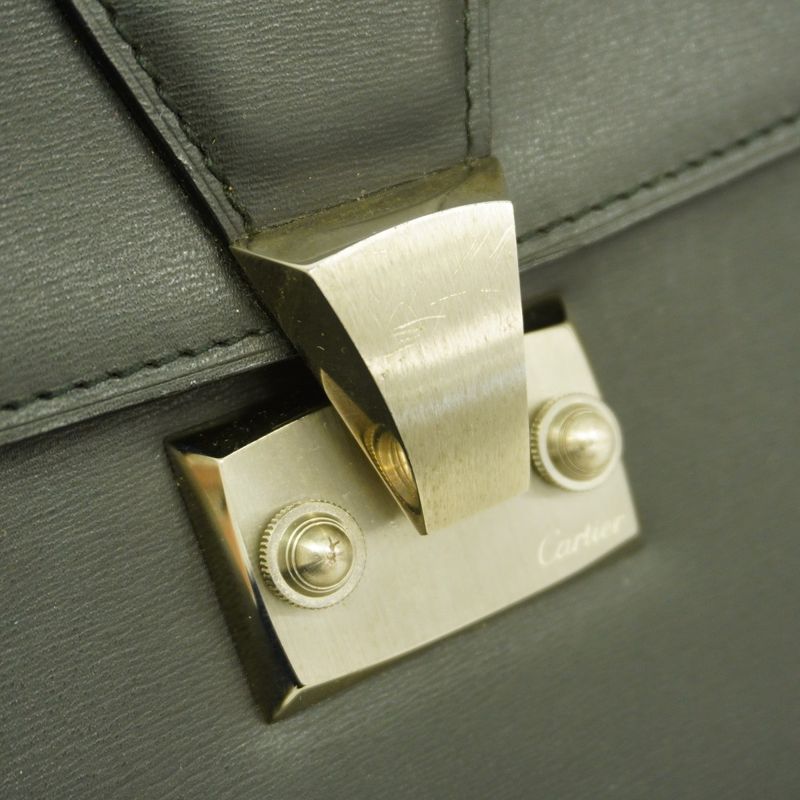 Cartier Clutch Bag Leather Black Silver Hardware Men's