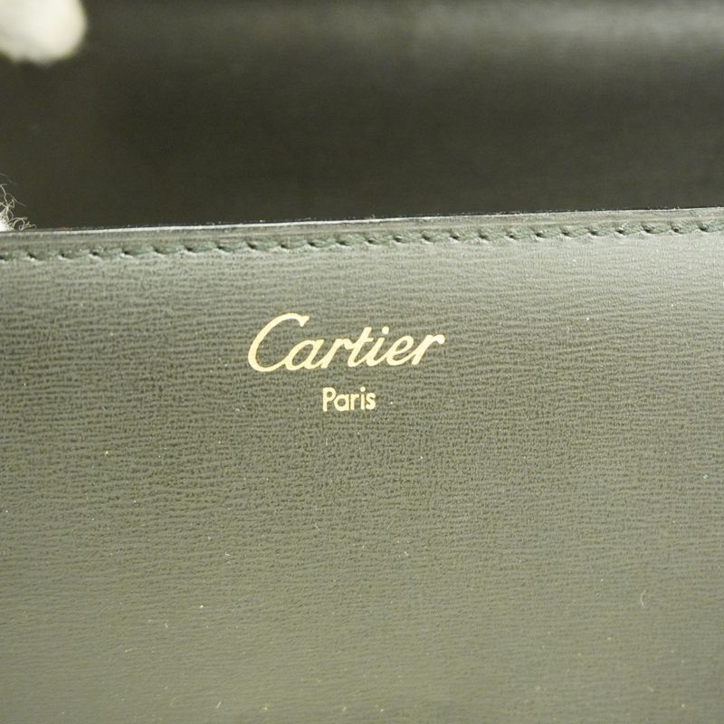 Cartier Clutch Bag Leather Black Silver Hardware Men's