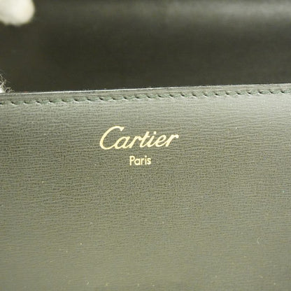 Cartier Clutch Bag Leather Black Silver Hardware Men's