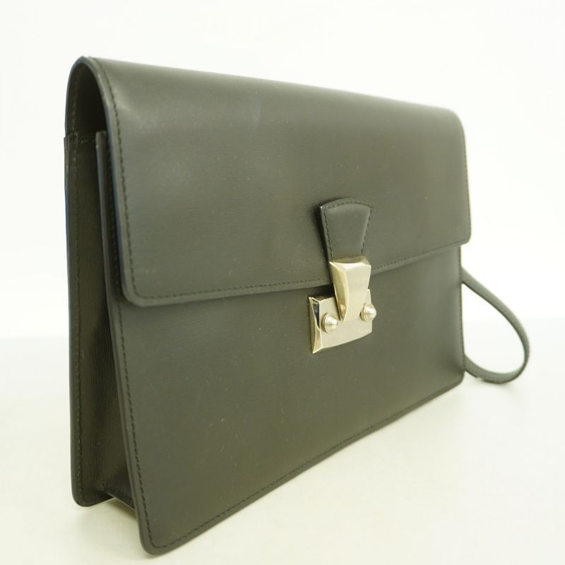 Cartier Clutch Bag Leather Black Silver Hardware Men's