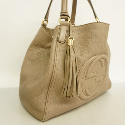 Gucci Tote Bag Soho 282309 Leather Beige Chien Pan Gold Hardware Women's