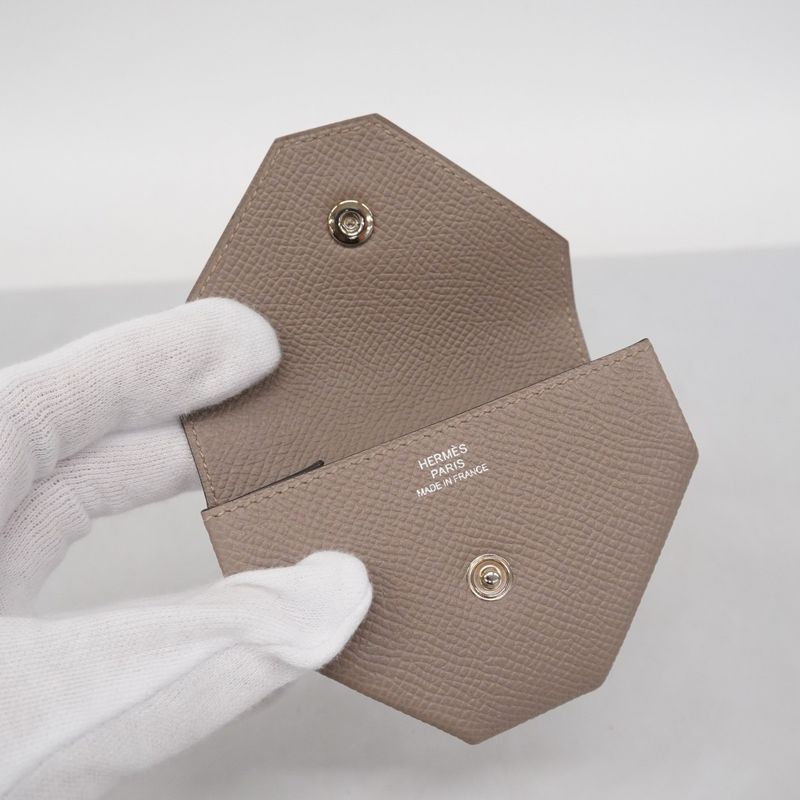 Hermes Coin Case Van Cattle Epson Griasphalt Silver Hardware Engraved A Men