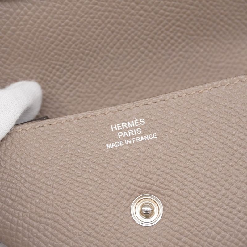 Hermes Coin Case Van Cattle Epson Griasphalt Silver Hardware Engraved A Men