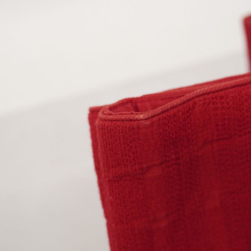 Hermes Shoulder Bag Amedava Cabas Deux Poches Canvas Red Silver Hardware Women