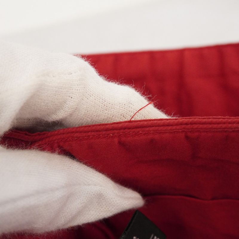 Hermes Shoulder Bag Amedava Cabas Deux Poches Canvas Red Silver Hardware Women