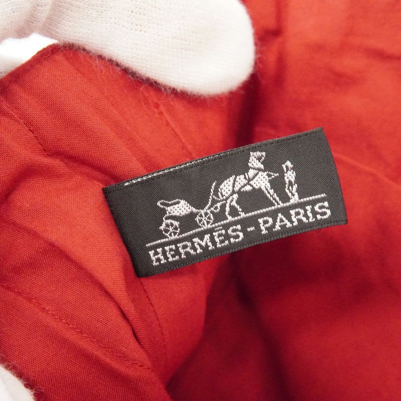 Hermes Shoulder Bag Amedava Cabas Deux Poches Canvas Red Silver Hardware Women