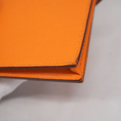 Hermes Long Wallet Bearn Souffle Courchevel Orange Silver Hardware □F Engraved