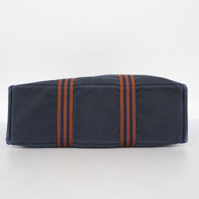Hermes Tote Bag Fourre Tout Canvas Navy Silver Hardware Men Women Unisex